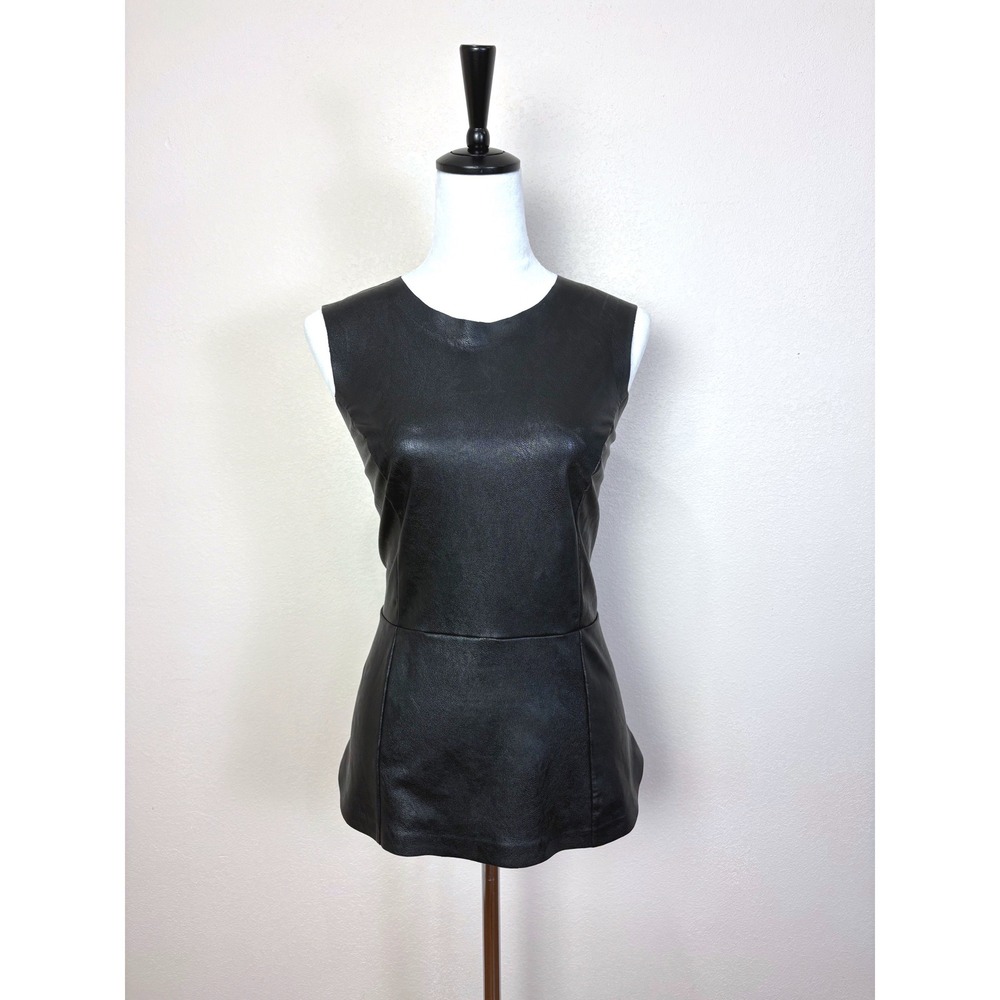 Commando's Black Faux Leather Peplum Shell Top Size Medium Shapewear Compression